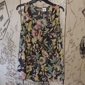 CAbi Top - Grey Floral Print - L
